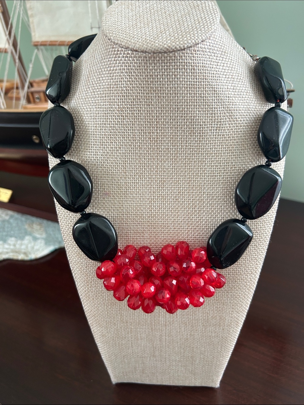 Bold Black & Red Statement Necklace - Women Jewelry